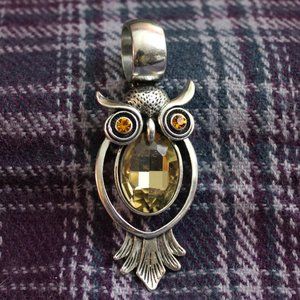 Silver-tone Rhinestone Large Owl Scarf Enhancer